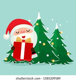 Santa Claus. Christmas background. Christmas Greeting Card. Vector illustration.