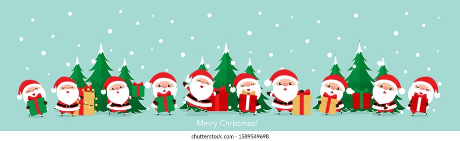 Santa Claus. Christmas background. Christmas Greeting Card. Vector illustration.