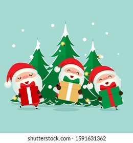 Santa Claus. Christmas background. Christmas Greeting Card. Vector illustration.