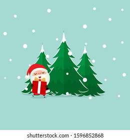 Santa Claus. Christmas background. Christmas Greeting Card. Vector illustration.