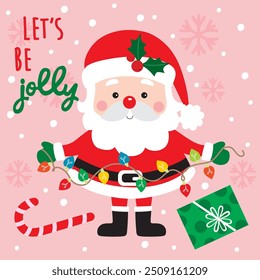 Santa Claus with Christmas Card or Bag design