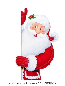 Santa Claus. Christmas cartoon character. Winter holiday. Xmas celebrating. New year symbol. Isolated white background. EPS10 vector illustration.