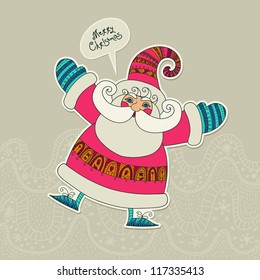 Santa claus. Christmas cartoon vector character, banner and card. Xmas illustration.