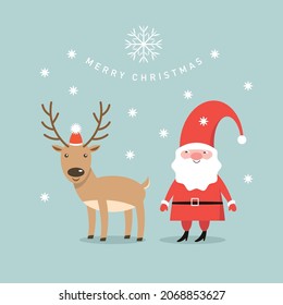Santa Claus and Christmas deer. Christmas illustration