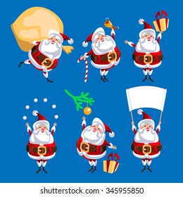 Santa Claus for christmas. Funny cartoon character. Vector illustration