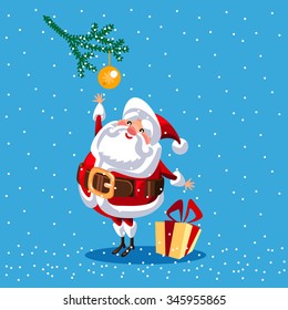 Santa Claus for christmas. Funny cartoon character. Vector illustration