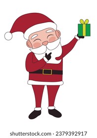 Santa Claus with Christmas gift on white background