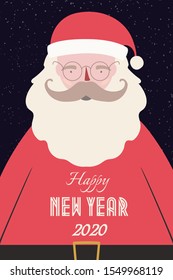 Santa Claus christmas greeting card. Christmas character cute cartoon style for banner, tag, decoration, web site, calendar, holiday cover, flyer, brochure, poster, invitation, festive. Vector 10 eps