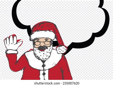 Santa Claus for Christmas hand drawn and talking Speech Bubble 