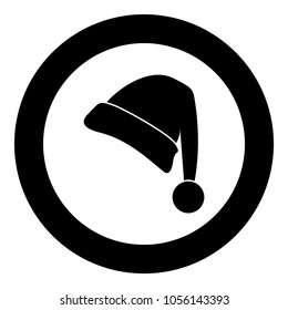 Santa Claus Christmas hat black icon in circle