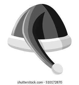 Santa Claus christmas hat icon. Gray monochrome illustration of Santa Claus christmas hat vector icon for web