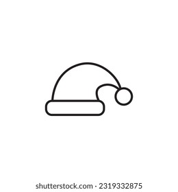 Santa Claus Christmas hat vector line icon editablle stroke, sign, symbol outline line button isolated on white