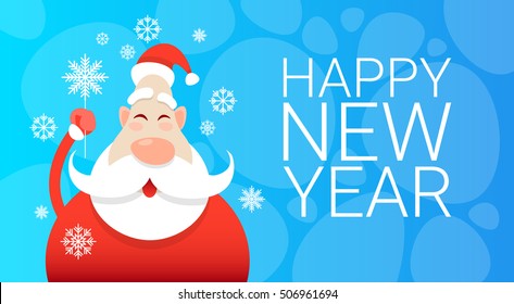 Santa Claus Christmas Holiday Happy New Year Greeting Card Celebration Banner Flat Vector Illustration