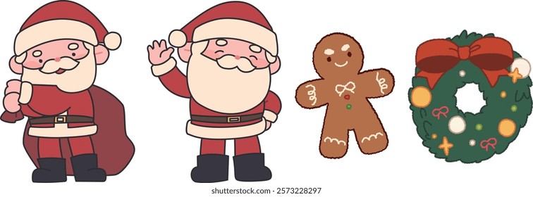 Santa Claus and Christmas Leith and Cookies