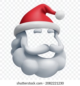Santa Claus Christmas mask with beard and moustache and hat isolated on checkered background