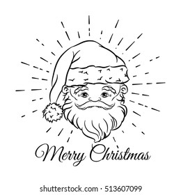 Santa Claus for christmas Merry Christmas. Greeting Card. Xmas Face Vector Illustration