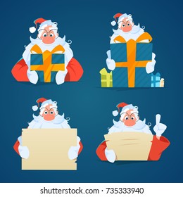 Santa claus christmas merry set Color vector illustration