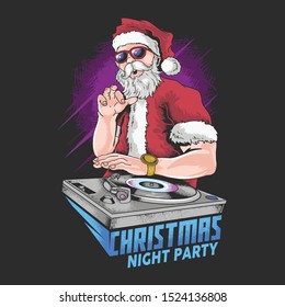 SANTA CLAUS CHRISTMAS MUSIC DJ NIGHT PARTY VECTOR SPECIAL ARTWORK