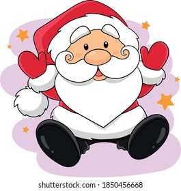 Santa Claus. Christmas and New year cute funny cartoon character Santa Claus in red suit and white beard. Vector illustration. The background can be easily removed. 