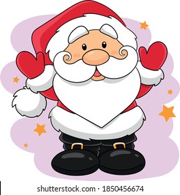 Santa Claus. Christmas and New year cute funny cartoon character Santa Claus in red suit and white beard. Vector illustration. The background can be easily removed. 