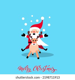 Santa Claus for Christmas and New Year. Santa with a gift. Cheerful hand drawn santa. Vector illustration.