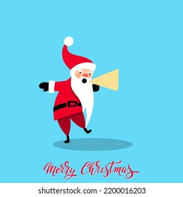 Santa Claus for Christmas and New Year. Santa with a gift. Cheerful hand drawn santa. Vector illustration.