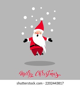 Santa Claus for Christmas and New Year. Santa with a gift. Cheerful hand drawn santa. Vector illustration.