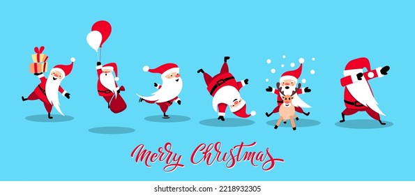 Santa Claus for Christmas and New Year. Santa with a gift. Cheerful hand drawn santa. Vector illustration.