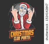 SANTA CLAUS CHRISTMAS NIGHT CLUB DANCE DJ PARTY ARTWORK ELEMENT VECTOR