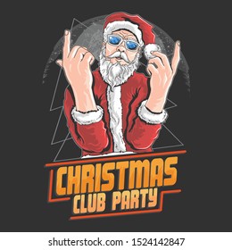 SANTA CLAUS CHRISTMAS NIGHT CLUB DANCE DJ PARTY ARTWORK ELEMENT VECTOR