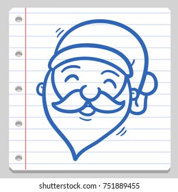Santa Claus Christmas Notebook School Doodle Icon Symbol Sketch Line Art