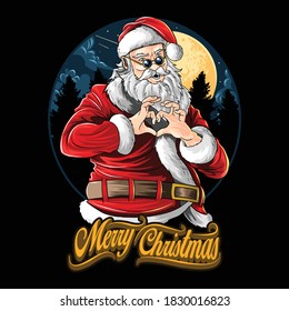 Santa Claus at the Christmas party showing a symbol of love in his hands vector