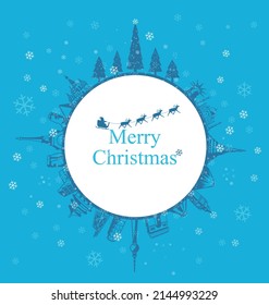 Santa Claus Christmas poster, snow in the world, vector