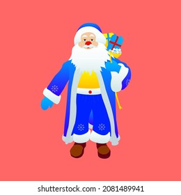 Santa Claus Christmas with Presents. Vector Illustration of Happy New Year Holiday.