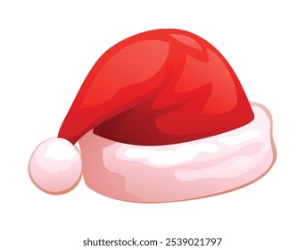 Santa Claus Christmas red hat. Vector cartoon illustration isolated on white background