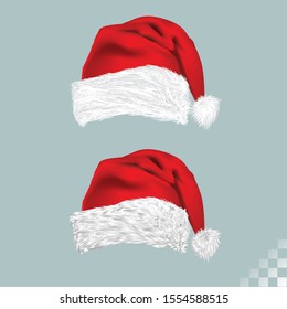 santa claus Christmas red and white furry hat isolated vector