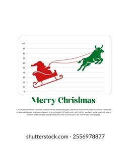 Santa Claus Christmas Reindeer with bull forex trading chart stock market on an isolated background. 