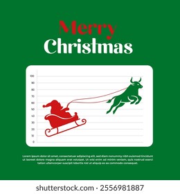 Santa Claus Christmas Reindeer with bull forex trading chart stock market on an isolated background.