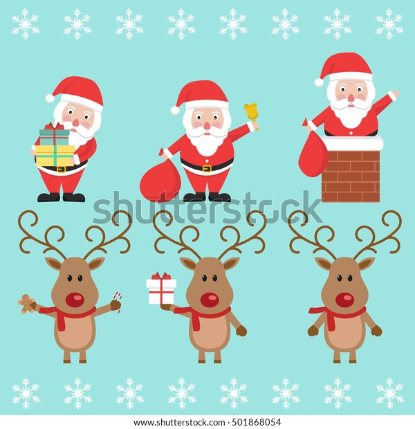 Santa Claus Christmas Reindeer Funny Cartoon Stock Vector