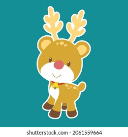 Santa Claus Christmas reindeer vector clip art.Cute cartoon animl