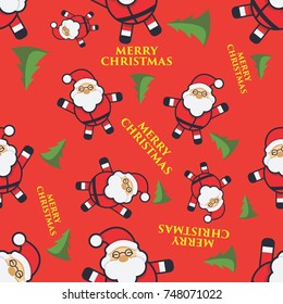 santa claus christmas seamless pattern red background