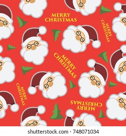 santa claus christmas seamless pattern red background