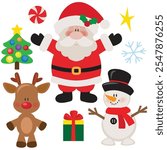 Santa Claus  Christmas set vector cartoon illustration