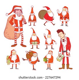 santa claus Christmas set. vector illustration.