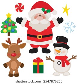 Santa Claus  Christmas set vector cartoon illustration