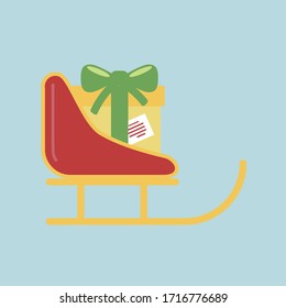 Santa Claus Christmas Sleigh Icon with Gift