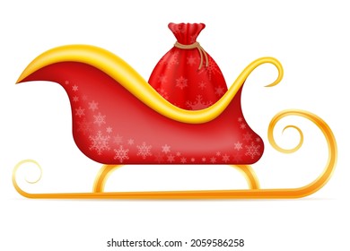 santa claus christmas sleigh vector illustration isolated on white background