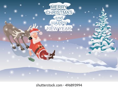 Santa Claus in Christmas snow scene.