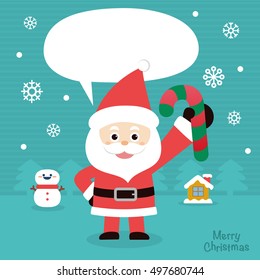 Santa Claus in Christmas snow scene.  vector illustration