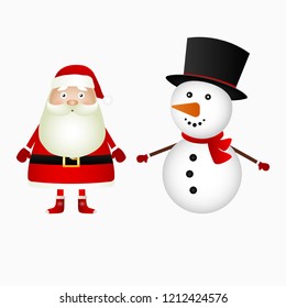 Santa Claus and Christmas snowman on a white background 